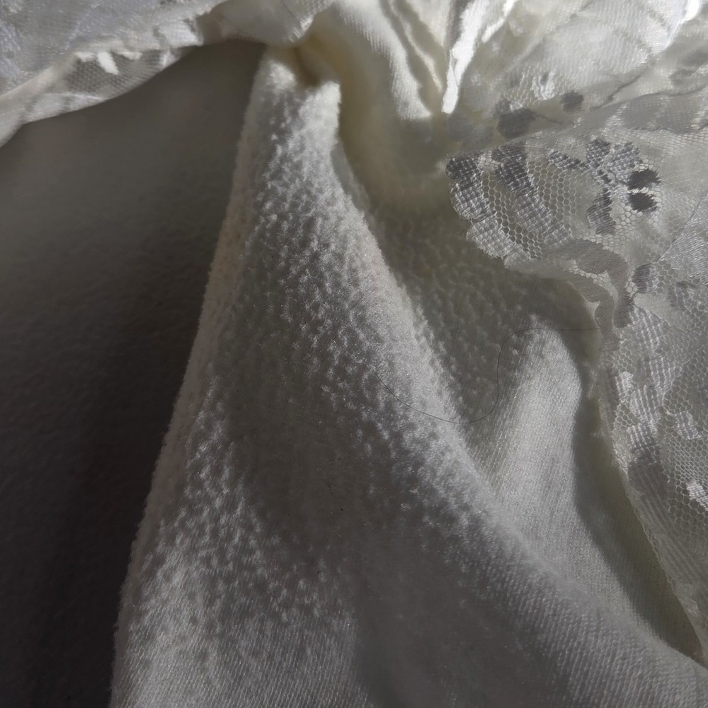 Vintage Victorian Lace Blouse White Ruffle V-Yoke Boho Coquette Romantic Sz Med - Picture 8 of 8
